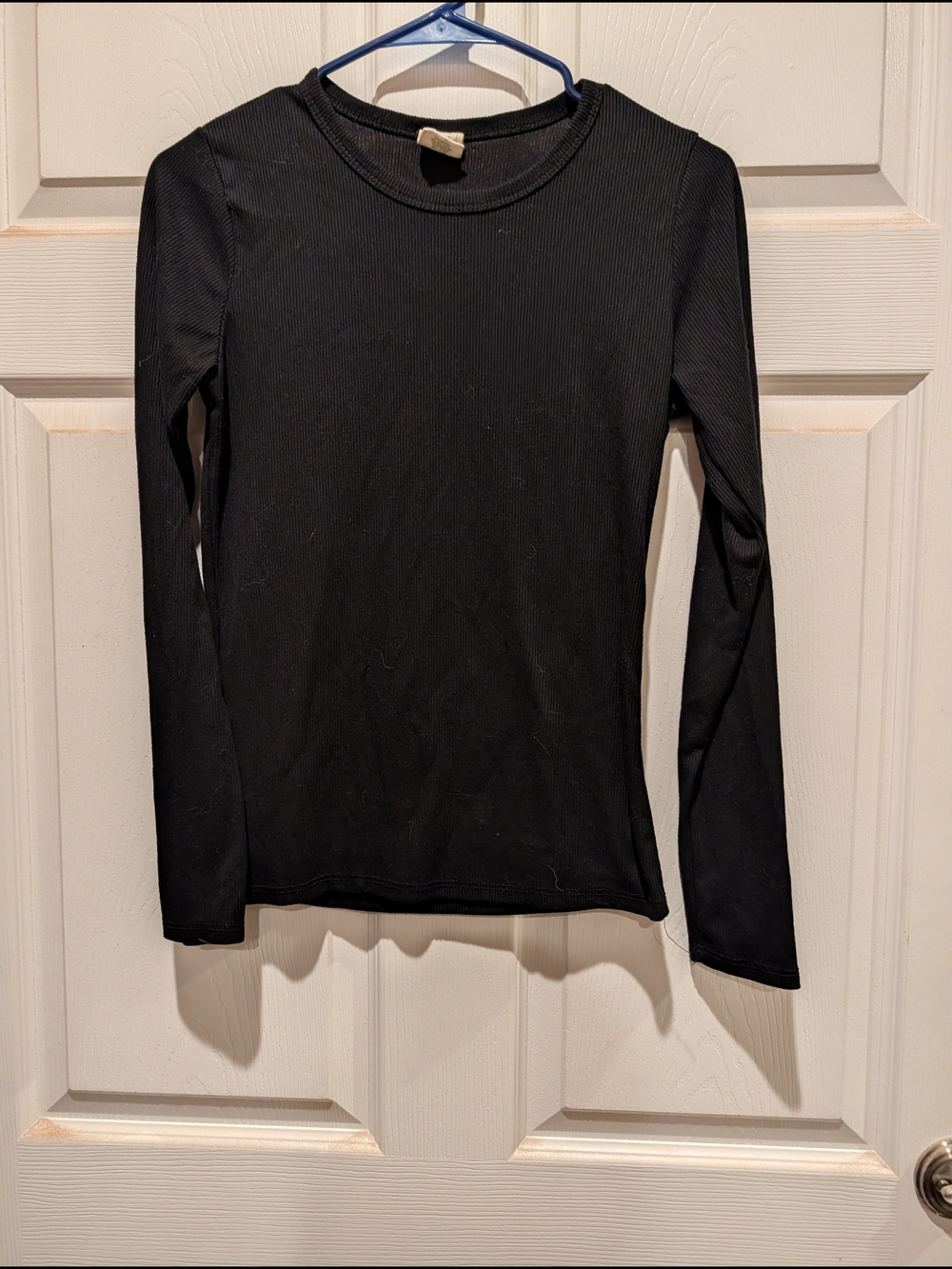 Full Tilt Black Ribbed Crewneck Long Sleeve Top